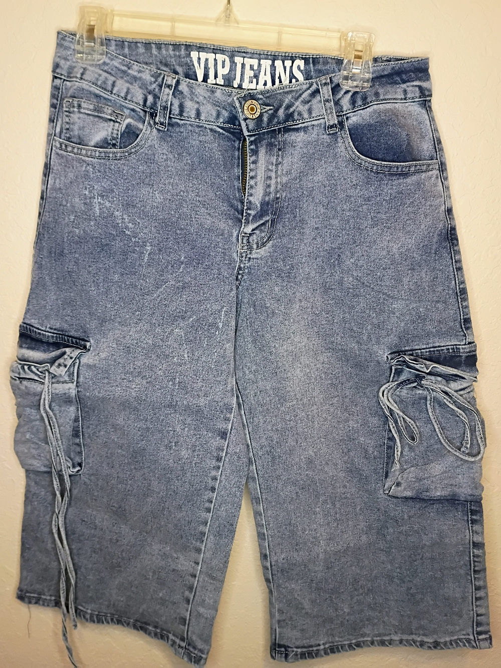 VIP Light Blue Boyfriend Cargo Denim Bermuda Shorts
